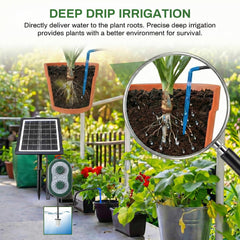 MQUPIN tubing laid across balcony feeding pots for consistent moisture