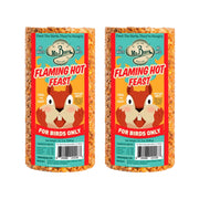 Mr. Bird front packaging showing two Flaming Hot Feast cylinders and benefits