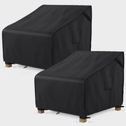 MR. COVER front view of black two-pack protecting chairs, durable protection