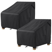MR. COVER front view showing two black chair covers protecting furniture