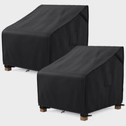 MR. COVER front view of black chair cover showing full waterproof protection