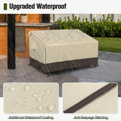 MR. COVER installed on wicker loveseat demonstrating outdoor protection