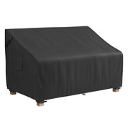 MR. COVER front view of 2-seater cover protecting a patio loveseat, showing full coverage
