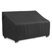MR. COVER front view showing full loveseat protection and clean silhouette