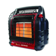 Mr. Heater front view showing heater controls and compact design for easy transport