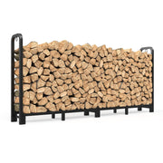 Mr IRONSTONE front view of 8ft log rack showing organized storage and durability