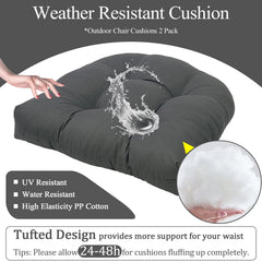 MTMR cushions in use on wicker chair creating cozy outdoor seating