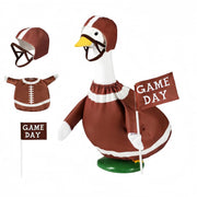 Mtsebmves front view of dressed porch goose showing spirited team colors and charm