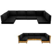 MuaMelop front view of assembled 14-piece sectional set showing uniform black cushions and modern look