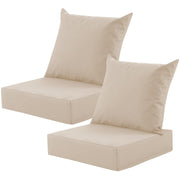 MuaMelop front view of beige cushion set showing coordinated seat and back cushions for patio