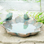 MUMTOP front view showing flower-shaped bird bath as garden focal point and attraction