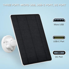 MUZUZZI solar panel connected to a battery security camera demonstrating continuous outdoor power benefit