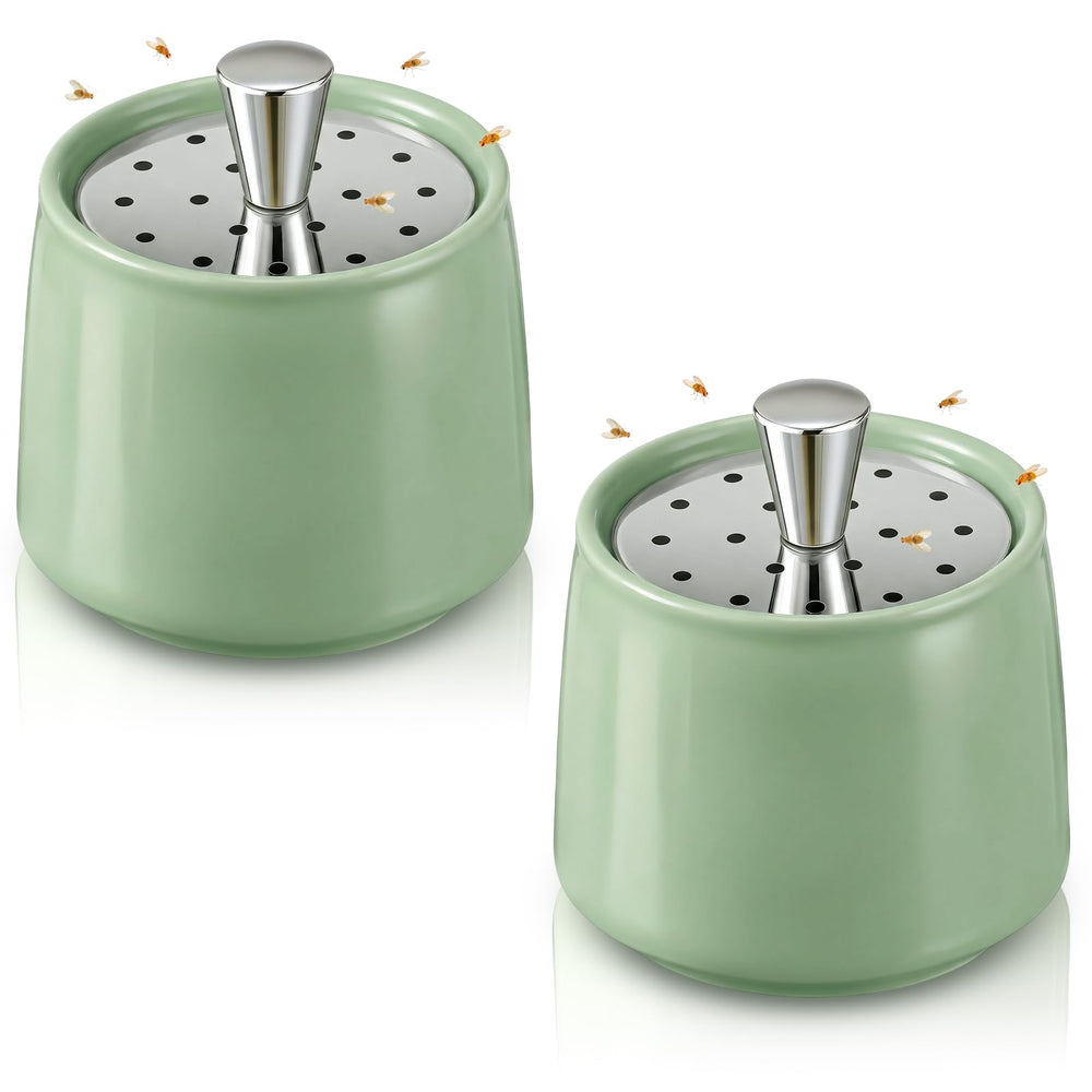 Mysora ceramic trap front view showing compact design and decor-friendly look