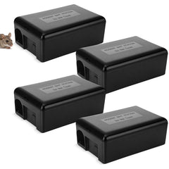 Mysora front view of four-pack bait stations showing secure organized storage and easy deployment