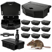 Mysora front view of bait station showing compact design and discreet placement benefit