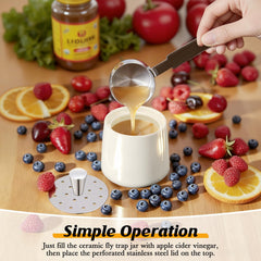 Mysora trap in kitchen lifestyle placed near fruit bowl for discreet pest control