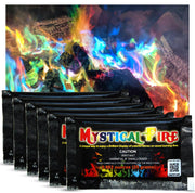 Mystical Fire box front view showing 50-pack vibrant flame solution