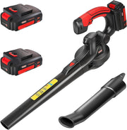 MZK wine red front view showing compact blower and easy storage benefit
