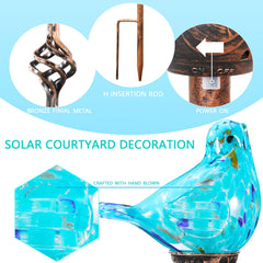 Naboher close-up of hand-blown glass bird highlighting artisan detail and color