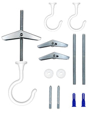NACETURE front pack showing two white ceiling swag hooks, clear product view and value
