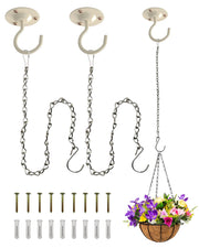 NACETURE front pack showing three white ceiling hooks and chains, durable storage