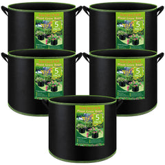 NACHLYNN front view of five-pack grow bags showing durable material and handles for easy gardening