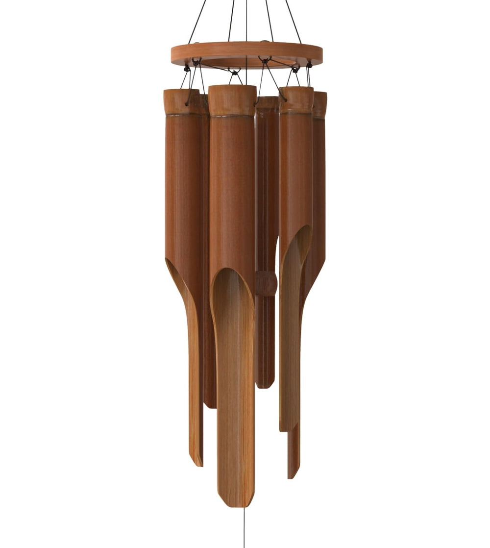 Nalulu front view of hanging bamboo wind chime showing natural appeal and calming tone