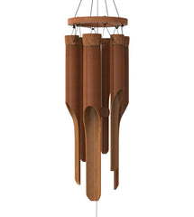 Nalulu front view of hanging bamboo wind chime showing natural appeal and calming tone