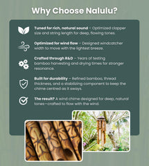 Nalulu wind chime hung on porch rail creating soothing outdoor ambiance