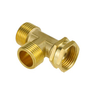 Napredak front view brass tee showing durable construction and easy split connection