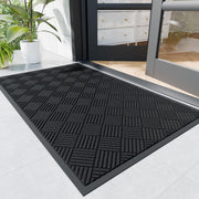 Naturei front view 2x4 black mat shows durable surface and clean entry benefit