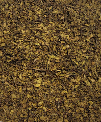 Naturejam close-up of dried chaparral leaves and stems showing texture benefit: visible resin