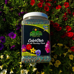 Close-up of ColorStar granules texture, Nelson brand, highlighting slow release benefit