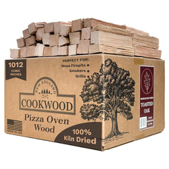 NEW ENGLAND COOKWOOD box front view showing toasted oak and benefits