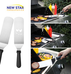 New Star Foodservice dough scraper close-up with inch and cm markings, precise portions