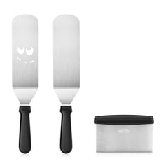 New Star Foodservice front view of 3-piece set showing turners and scraper, durable kit