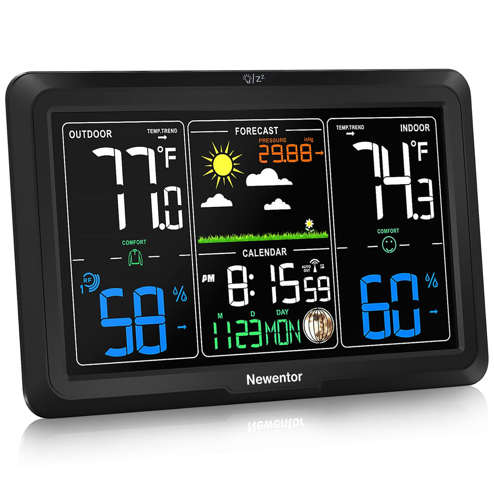 Newentor front display showing time and temperature, clear large numbers for quick reading