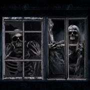 Newwiee front view skull curtains showing spooky window focal point