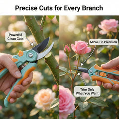 NEXON pruners in hand showing scale and ergonomic grip for reduced fatigue