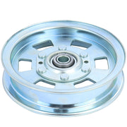 NICHEFLAG idler pulley front view showing robust design and improved belt tracking