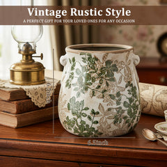 Ninehaoou close-up of green floral scroll pattern highlighting textured detail and charm