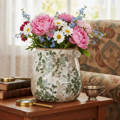 Ninehaoou planter with succulent on shelf demonstrating space-saving decorative benefit