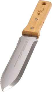 Nisaku NJP650 front view showing full blade and wooden handle, durable all-purpose tool