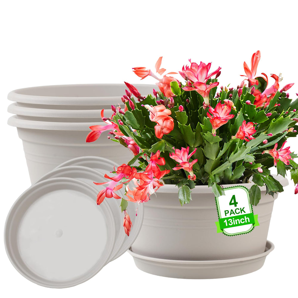 NNARRE front view of four gray white 13-inch pots showing cohesive set benefit