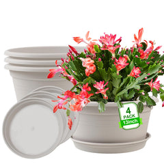 NNARRE front view of four gray white 13-inch pots showing cohesive set benefit
