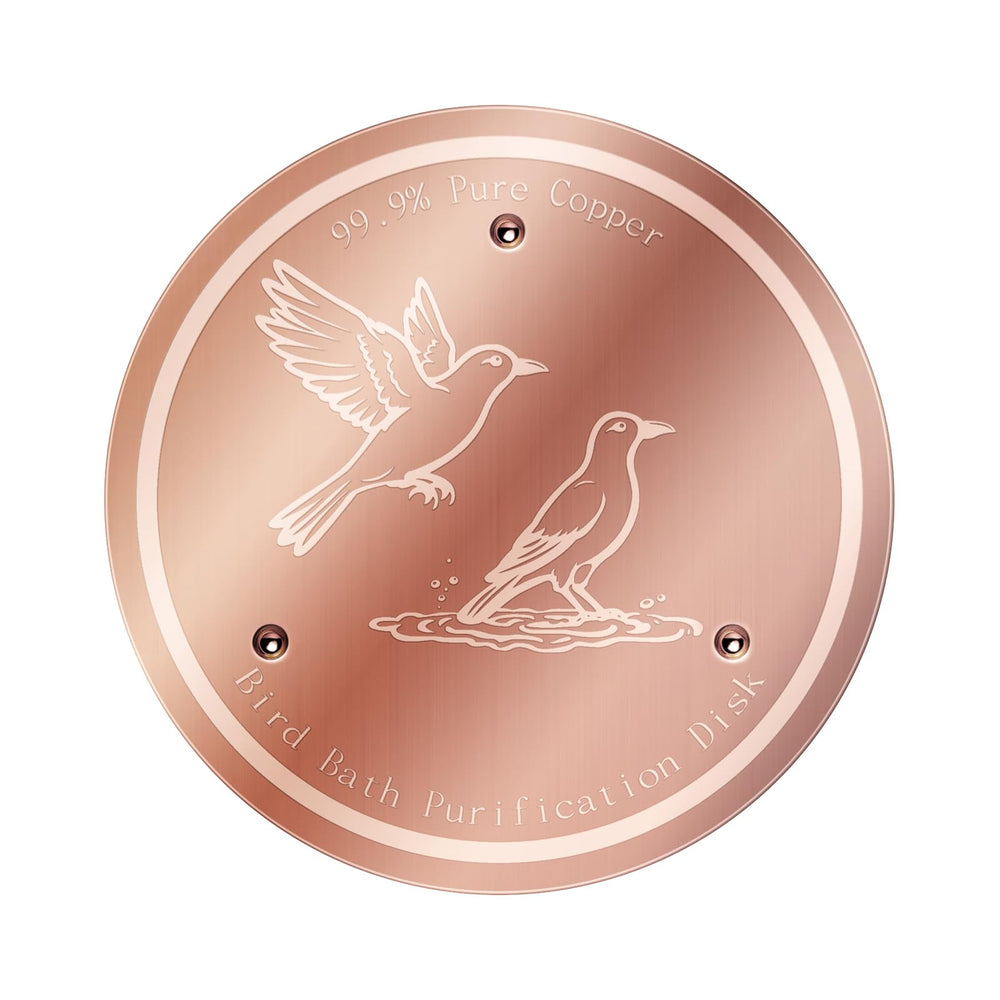 NOKOXIN copper disk front view showing slim profile and natural finish, longer cleaner water