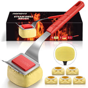 nonoYif front view packaging showing red grill brush and included pads for clear product overview
