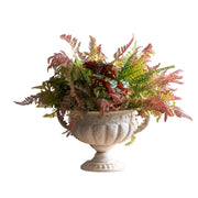 NOONEAU front view of vintage white urn planter showing classic shape and curb appeal