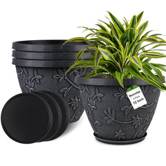 Nooulap front view of four 12 inch gray pots showing matching set benefit