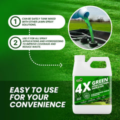 Not Rocket Sciences visible green spray pattern on turf demonstrating coverage and overlap reduction